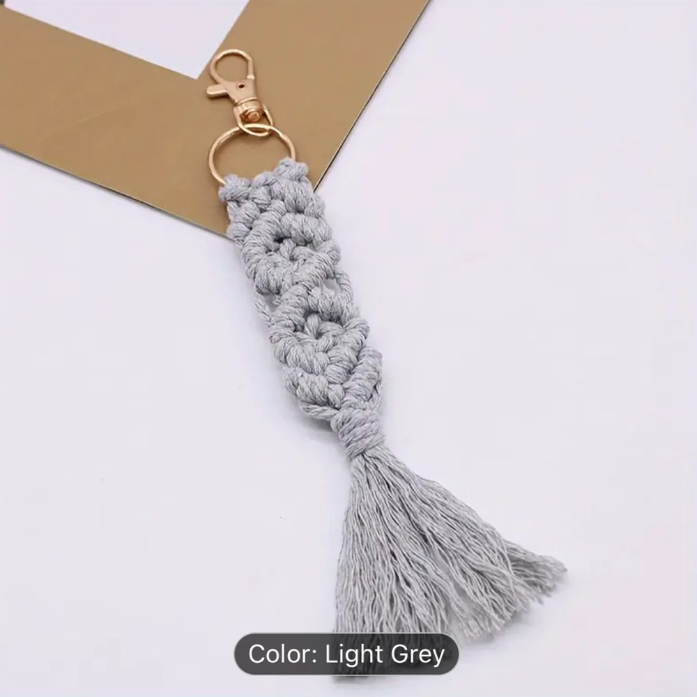 Light Grey Macrame Keychain